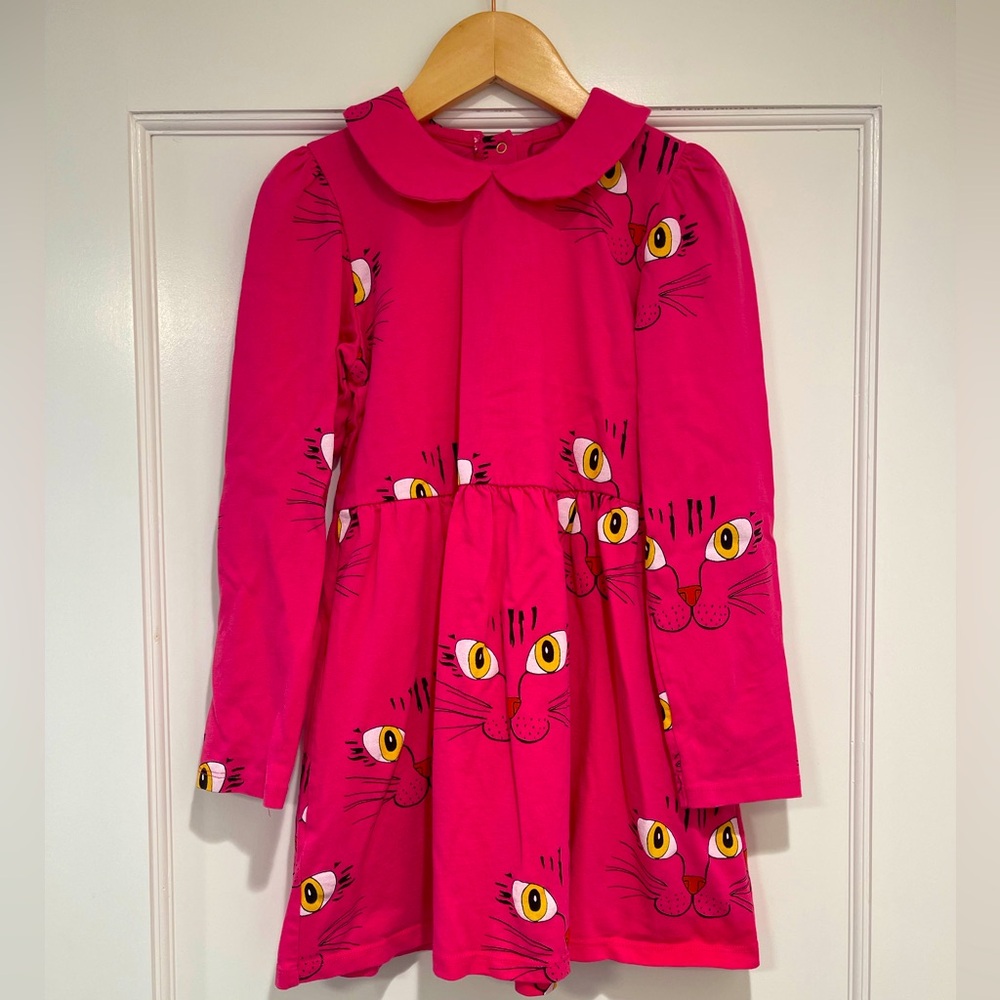 7-8y Mini Rodini Pink Cat Face dress